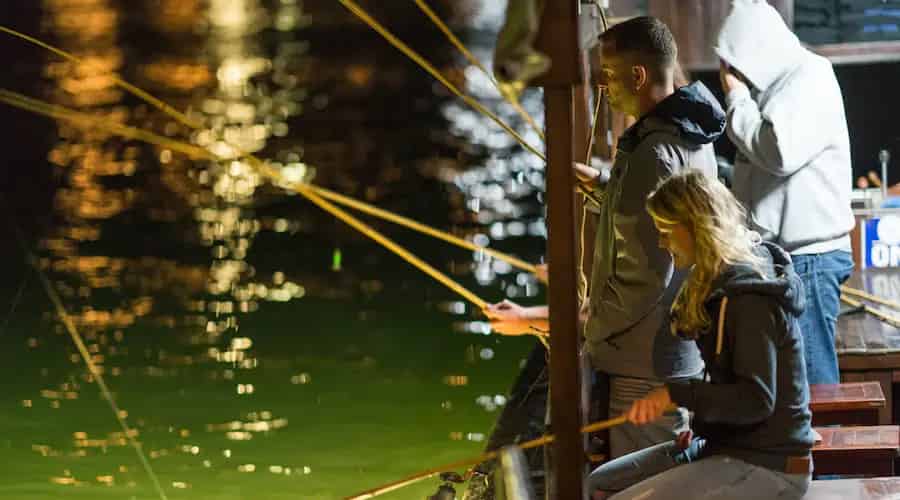 Squid fishing at night