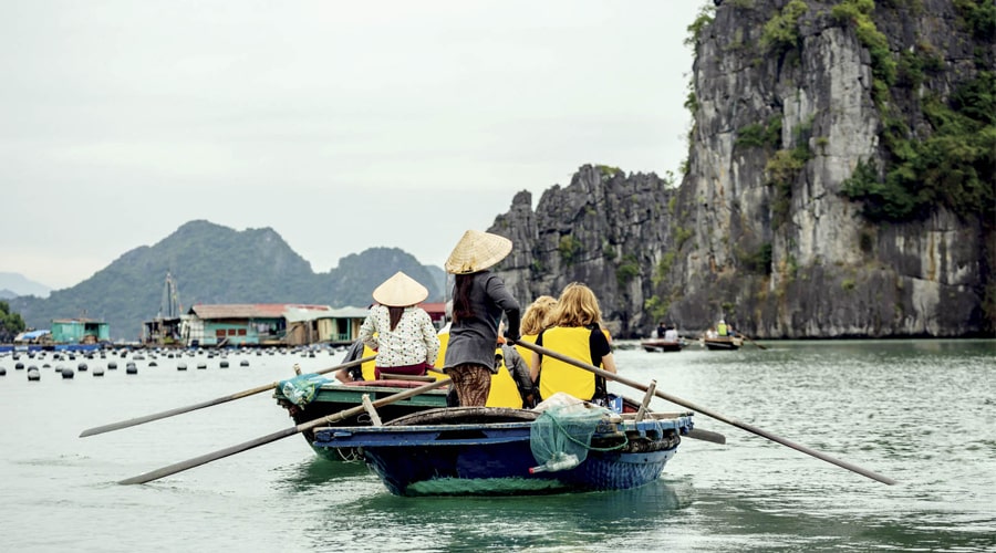 bamboo boating in Pearl Farm Village