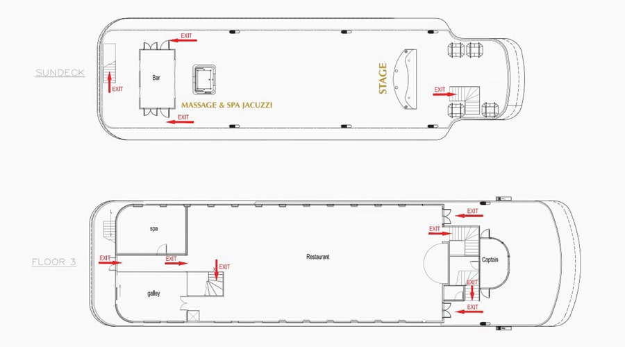 Factsheet of 3rd floor and sundeck of Hermes Cruise