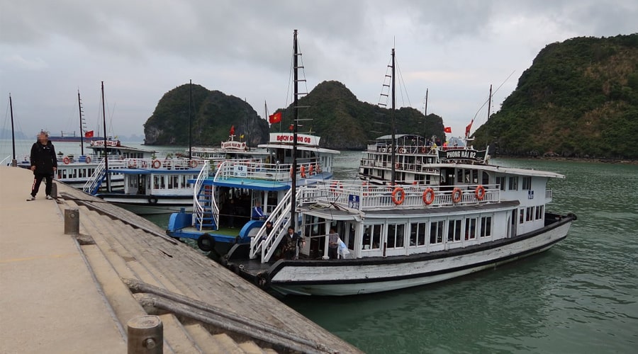 The boats docked at Ti Top Island