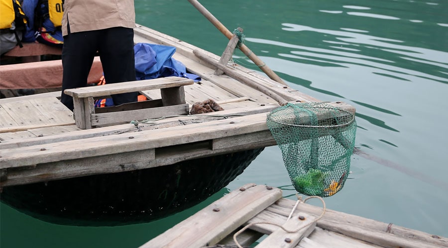 Collecting trash at Vung Vieng fishing village