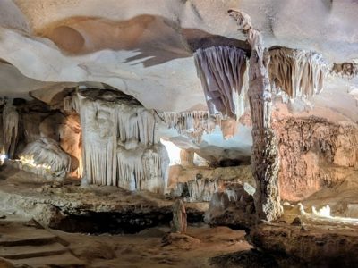 Stunning stalactite formations inside Thien Canh Son Cave