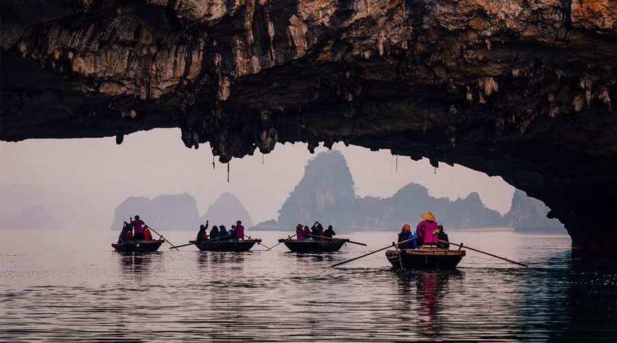 The entrance to Vung Vieng fishing village.