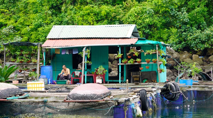 A floating house in Cua Van