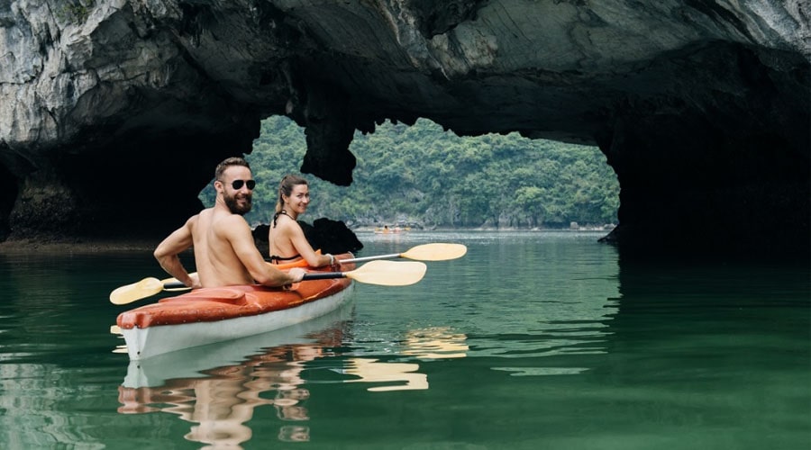 kayaking at Dark and Light Cave