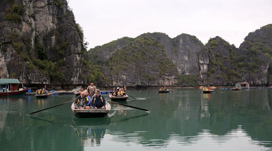 visiting Vung Vieng Fishing Village by Bamboo boat