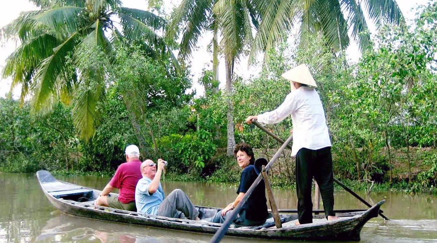 boat trip in small cannal in Mekong delta